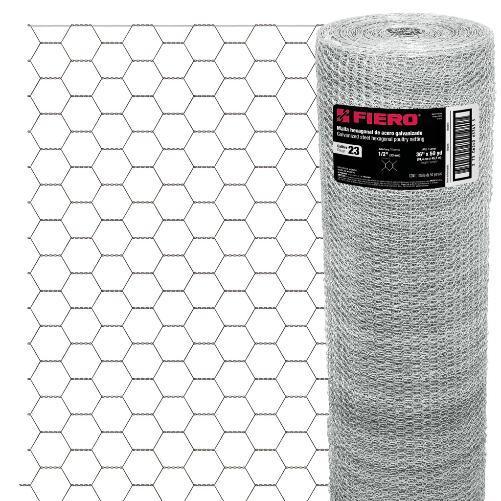 [T44655] Rollo de malla hexagonal 45mx0.9m calibre 23 abertura 13mm