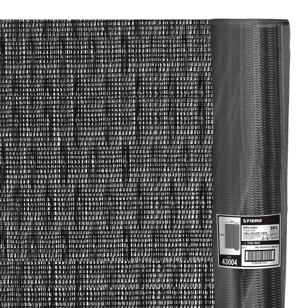 [T43004] Rollo de toldo sombra 80% de 25 m x 1.85 m, Fiero