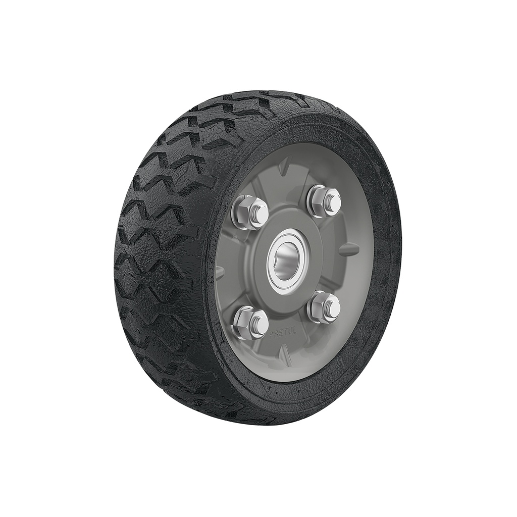 Rueda de hule sólido 6' para diablo, doble balero, Pretul