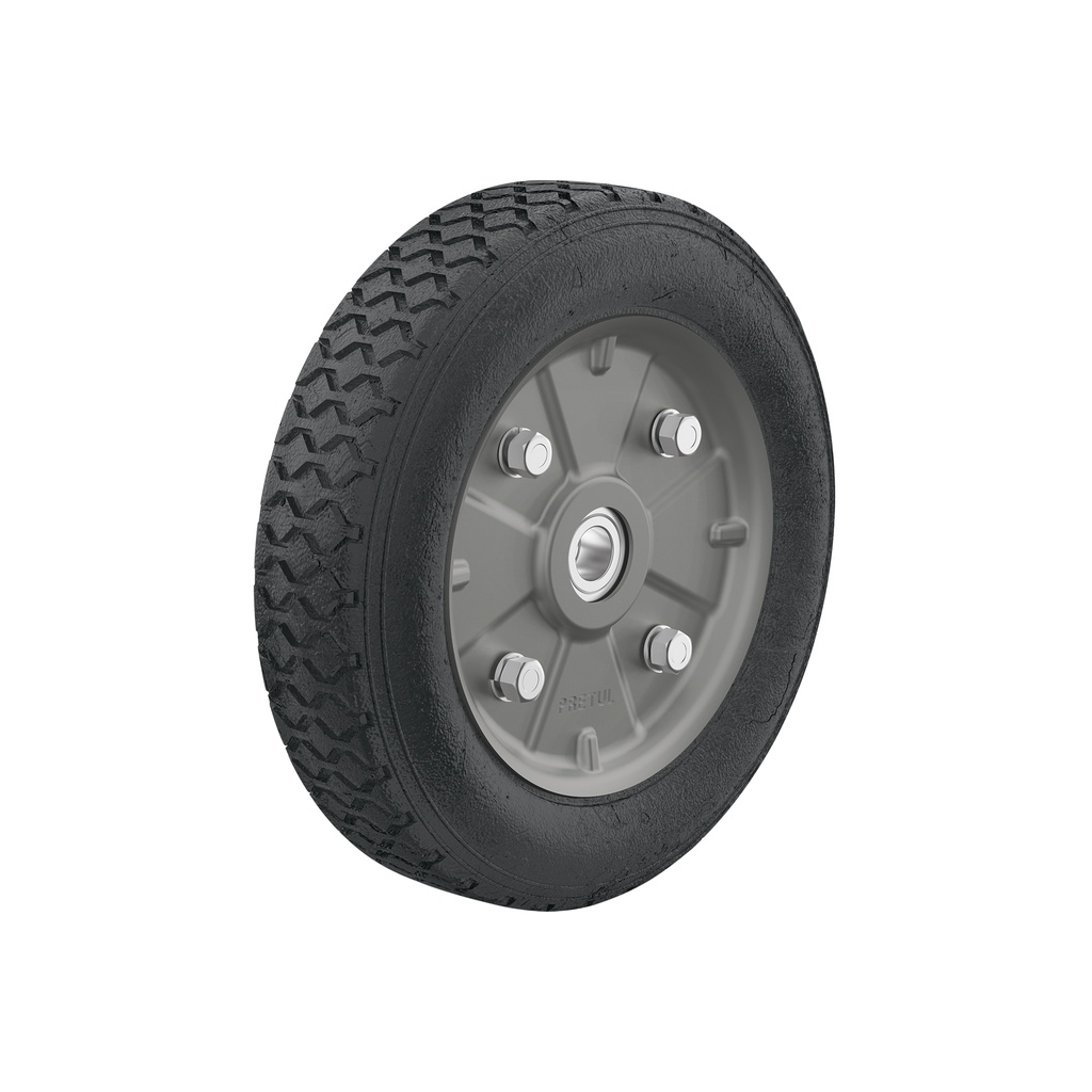 [T45487] Rueda de hule sólido 9' para diablo, doble balero, Pretul