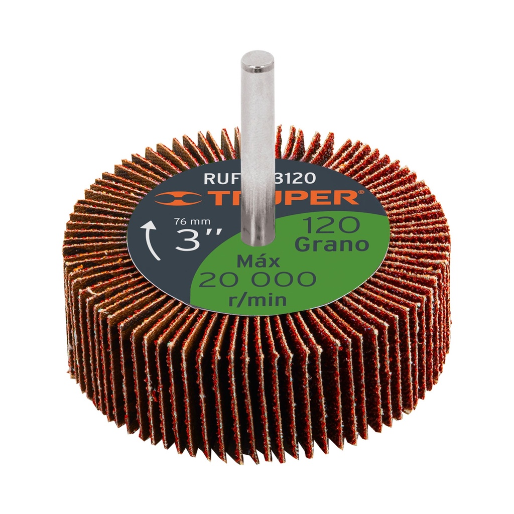 [T13044] Rueda flap de 3', grano 120, Truper