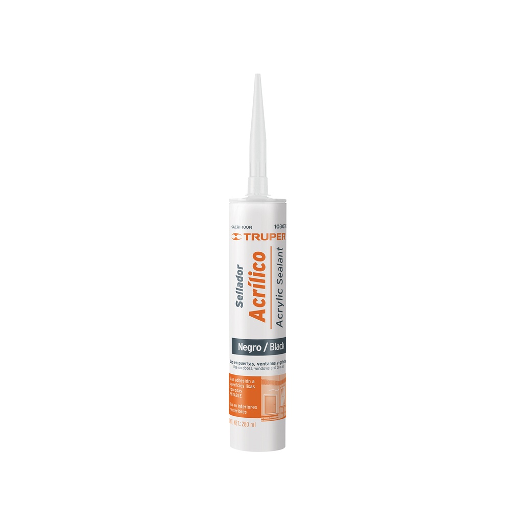 Sellador acrílico de 280 ml, negro, Truper - Pag 366