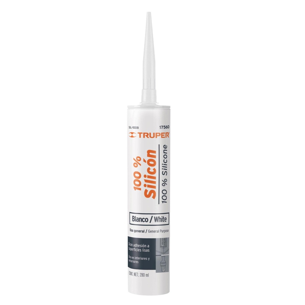 Sellador blanco 100% silicón de 280 ml, Truper - Pag 469