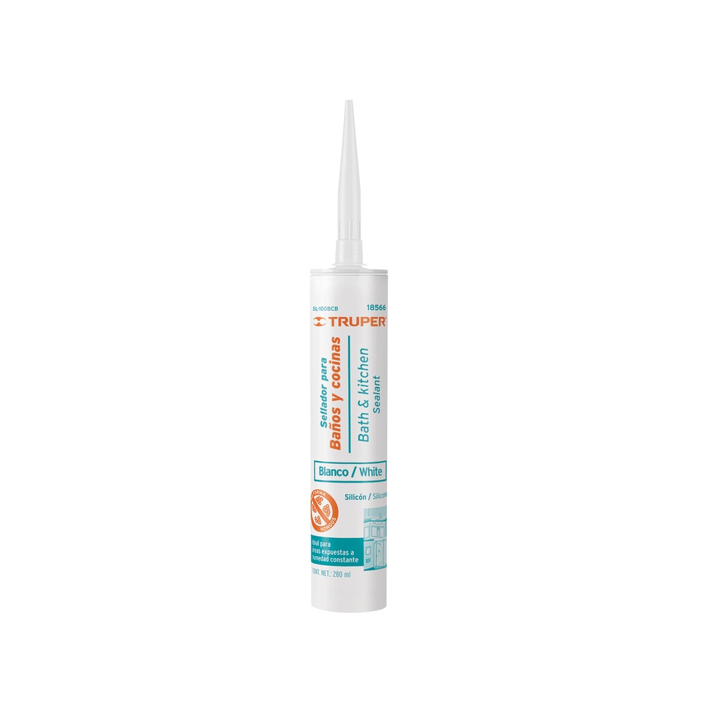 Sellador blanco para baños y cocinas, 280 ml, Truper - Pag 366
