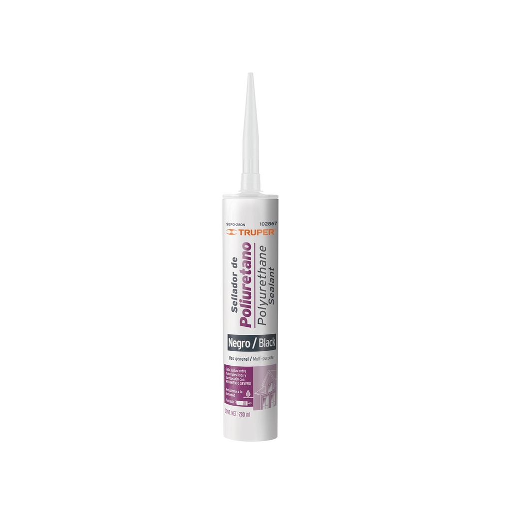 Sellador de poliuretano de 280 ml, negro, Truper