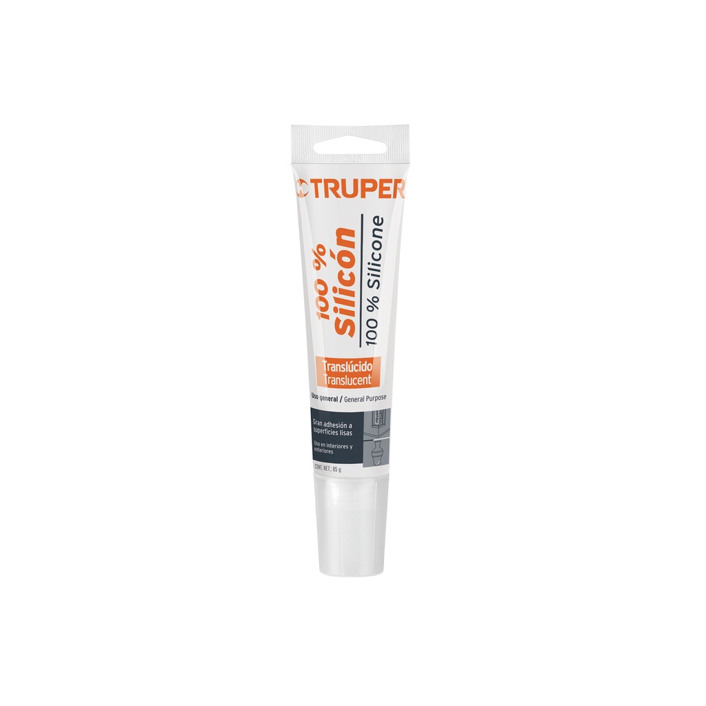 [T17562] Sellador transparente 100% silicón de 85 g, Truper