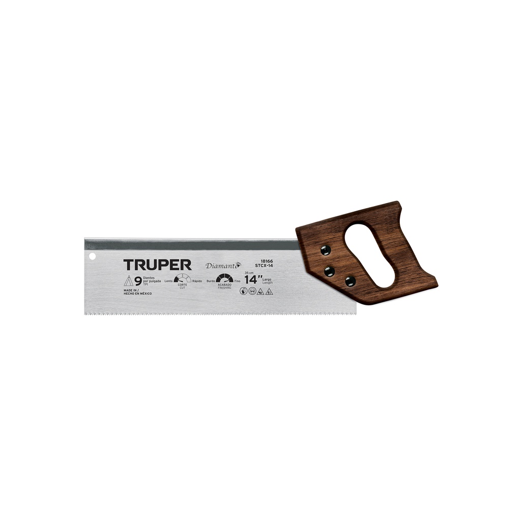 Serrucho de costilla 14' Diamante, 9 DPP, Truper