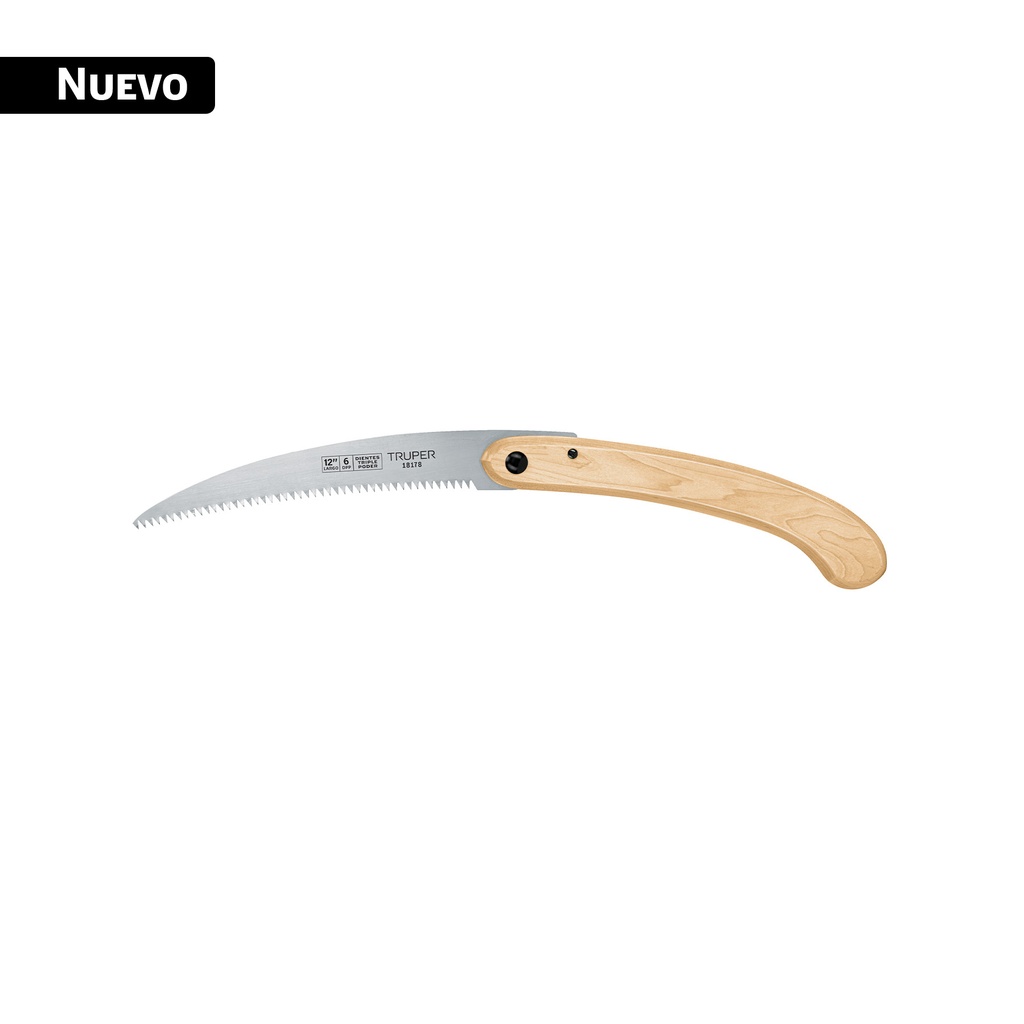 Serrucho plegable 10' hoja curva 6 DPP, mango madera, Truper