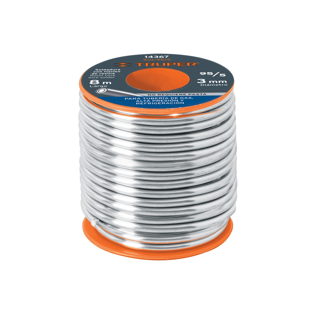 Soldadura con núcleo resina 95/5, tubería de gas, 450 g