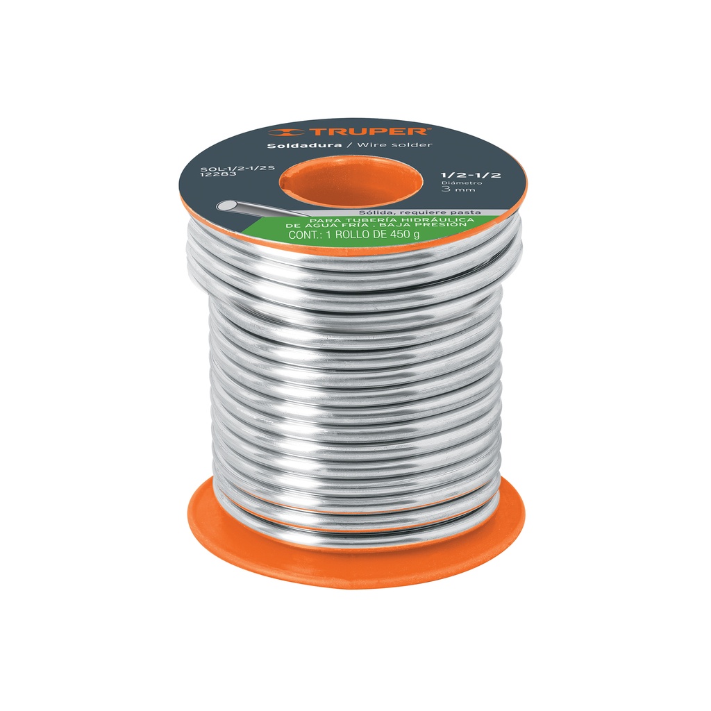 [T12283] Soldadura sólida 1/2-1/2 para tubería de baja presión, 450 g