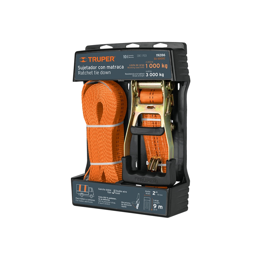 [T19286] Sujetador con matraca carga máxima 3000 kg, Truper