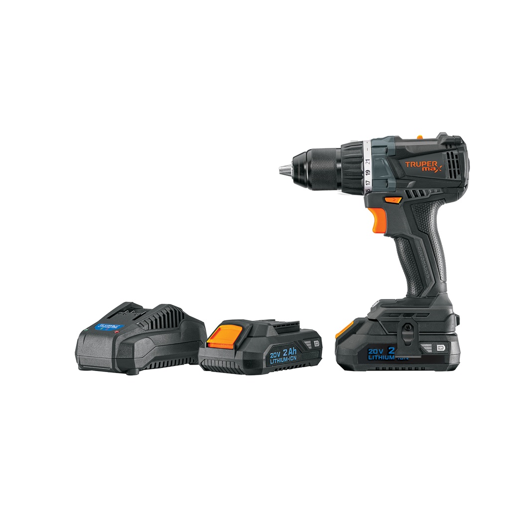 Taladro inalámbrico 1/2', 20V, sin carbones, Truper MAX