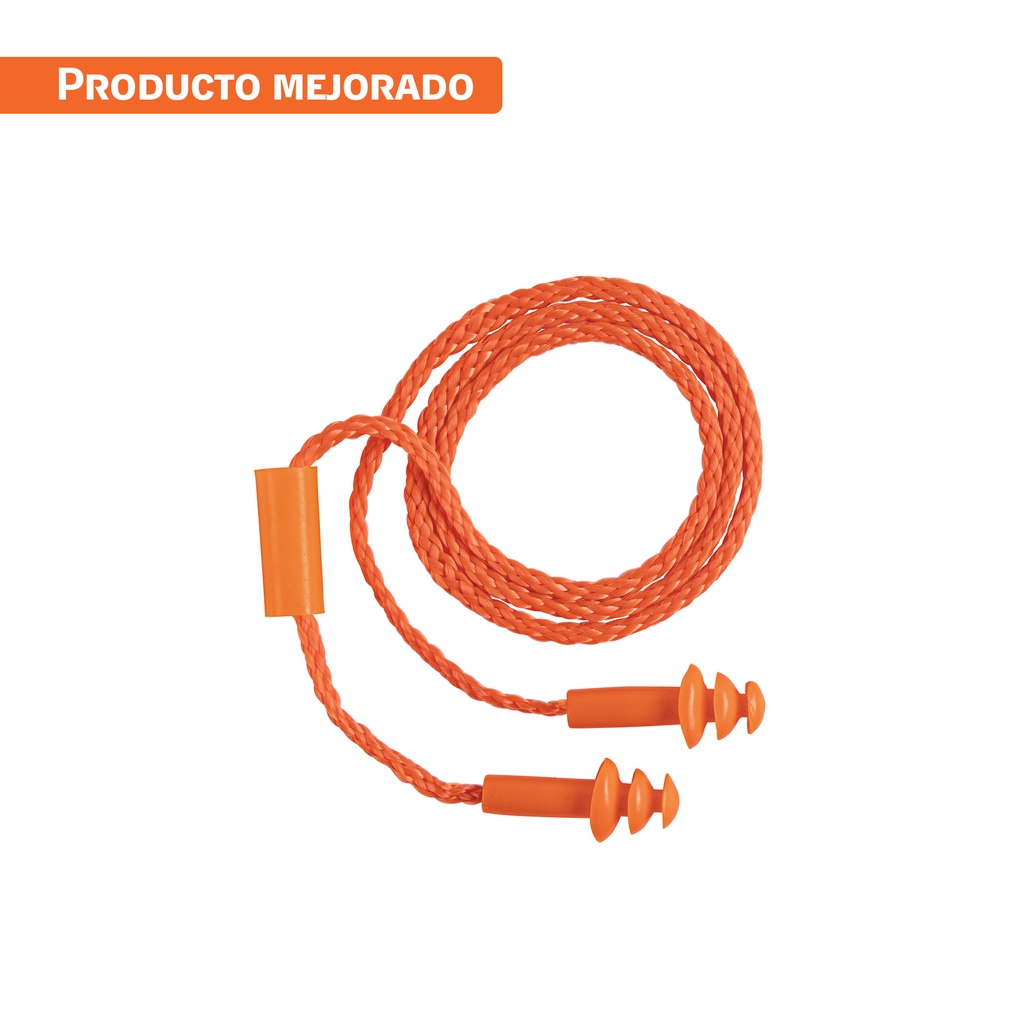 [T14225] Tapón auditivo reutilizable triple barrera con cordón
