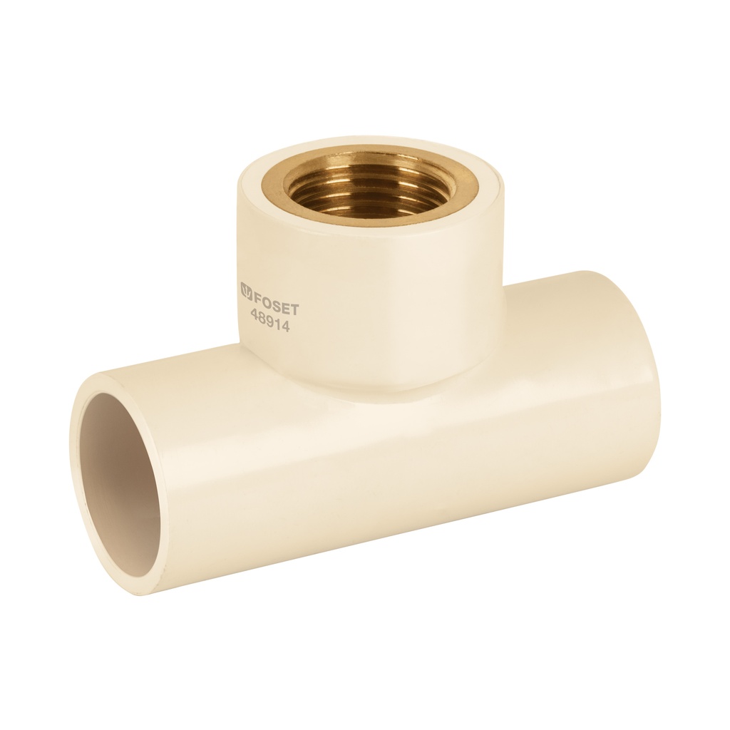 Tee rosca central hembra CPVC 1/2' inserto latón, Foset - Pag 525
