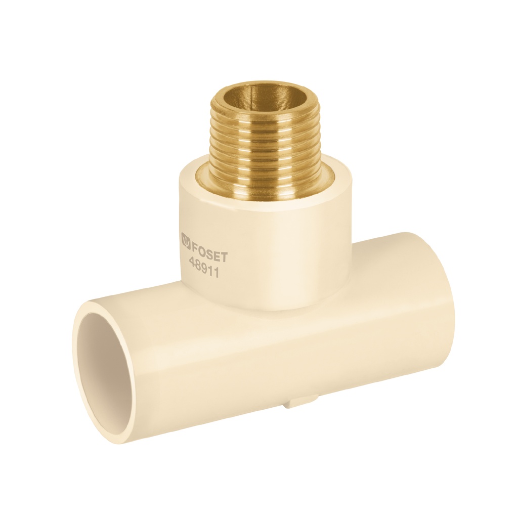 [T48911] Tee rosca central macho CPVC 1/2' inserto latón, Foset