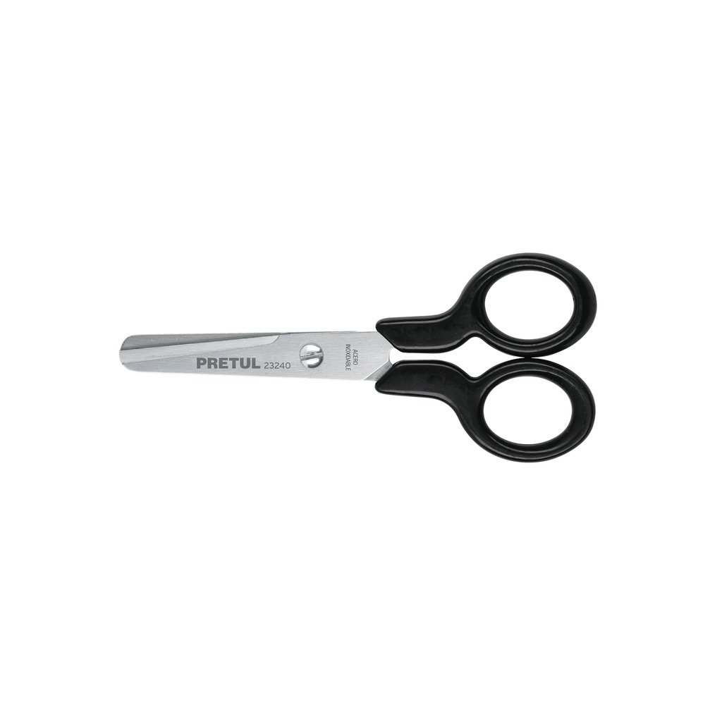 Tijera 4-1/2' de acero inoxidable punta roma escolar, Pretul