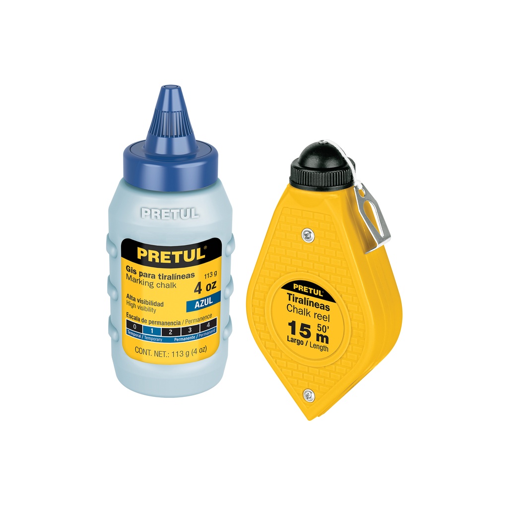 [T28574] Tiralíneas 15 m (50 ft) plástico con gis, Pretul