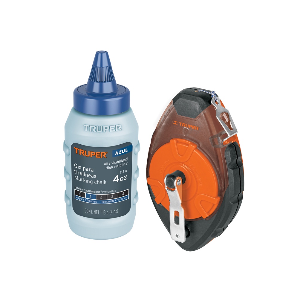 [T18575] Tiralíneas profesional 30m (100 ft) plástico con gis, Truper