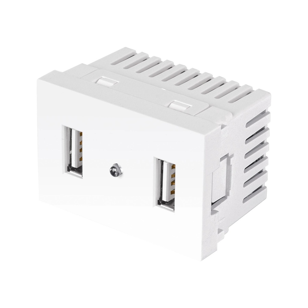 [T47949] Toma con 2 puertos USB blanco de 1.5 módulos, línea Lisboa