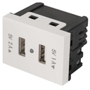 Toma con 2 puertos USB, 1.5 módulos, línea Española, blanco - Pag 528