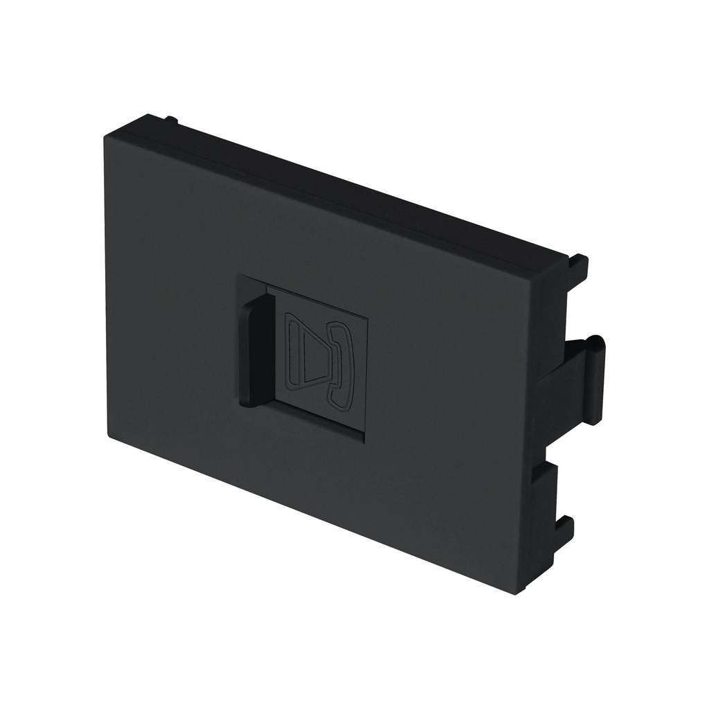 Toma de teléfono negro de 1.5 módulos, línea Lisboa, Volteck - Pag 402