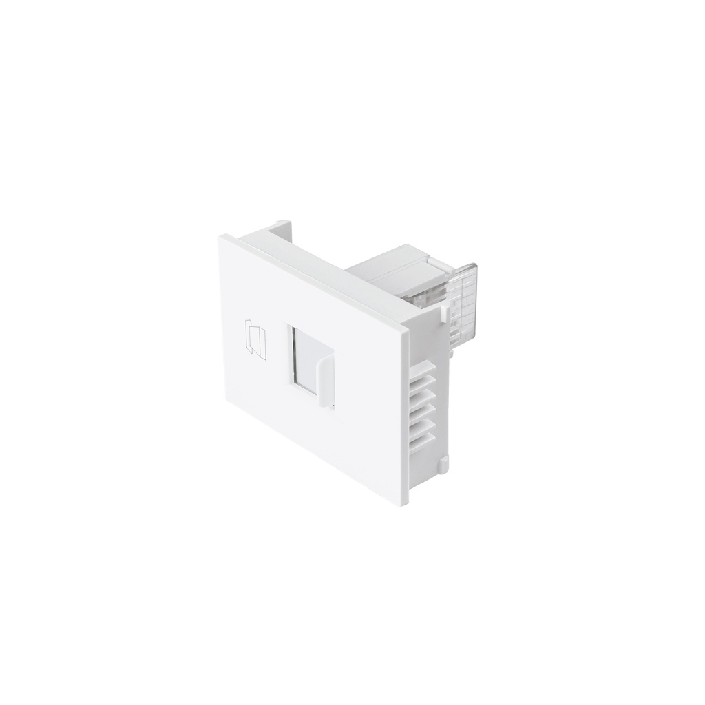 Toma de teléfono, 1.5 módulos, línea Española, color blanco