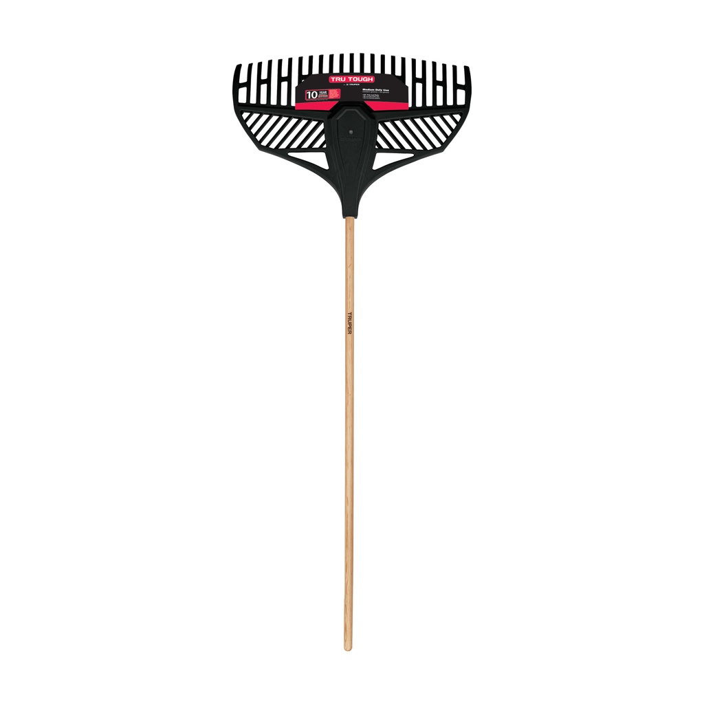 TruTough 23T plastic leaf rake, wood hdl