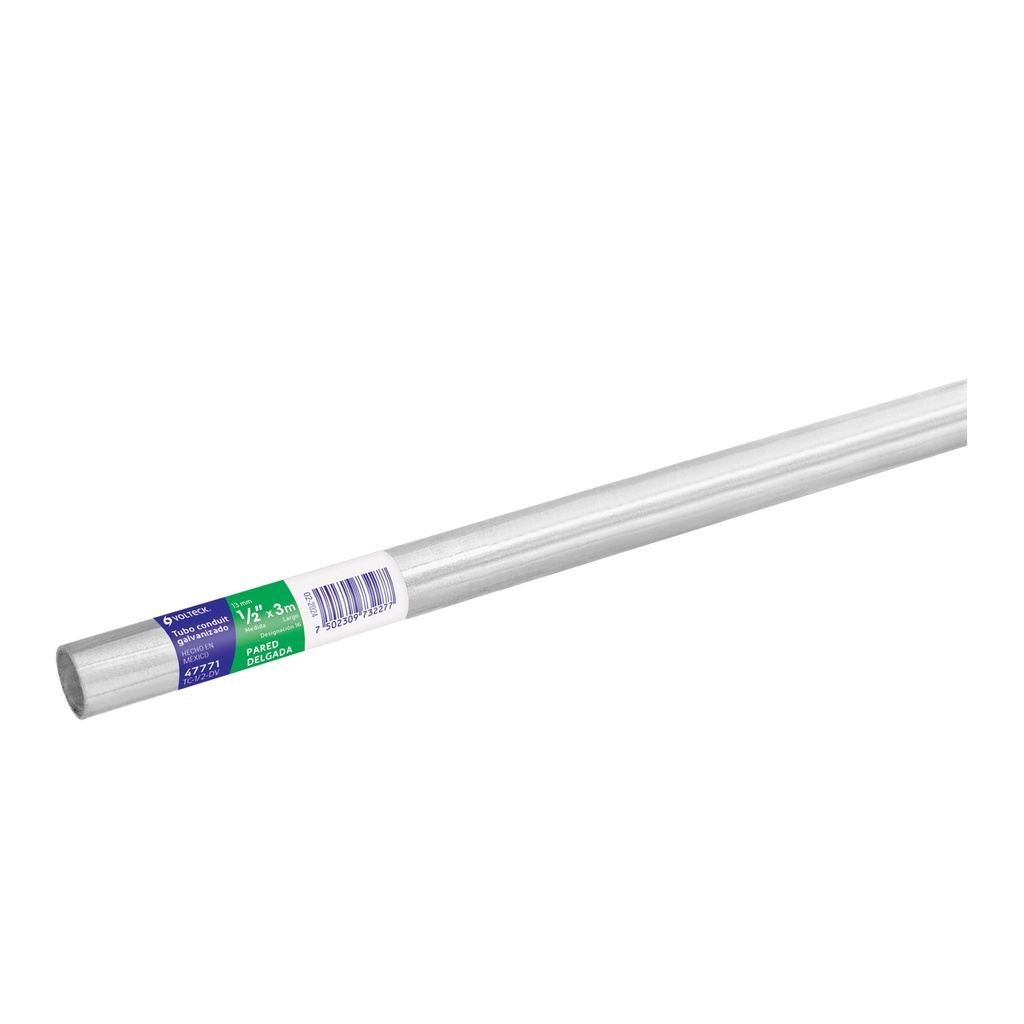 Tubo Conduit 1/2' galvanizado 3 m pared delgada, et. verde