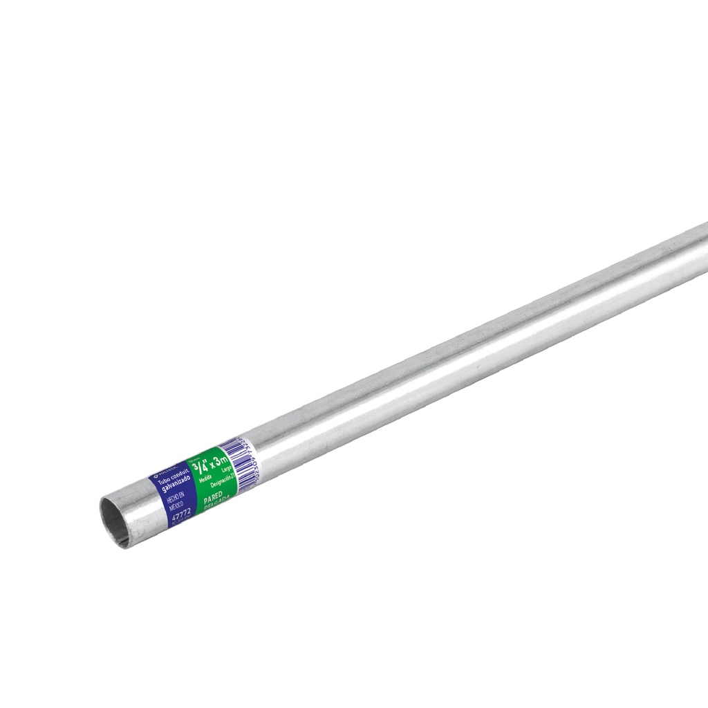 [T47772] Tubo Conduit 3/4' galvanizado 3 m pared delgada, et. verde