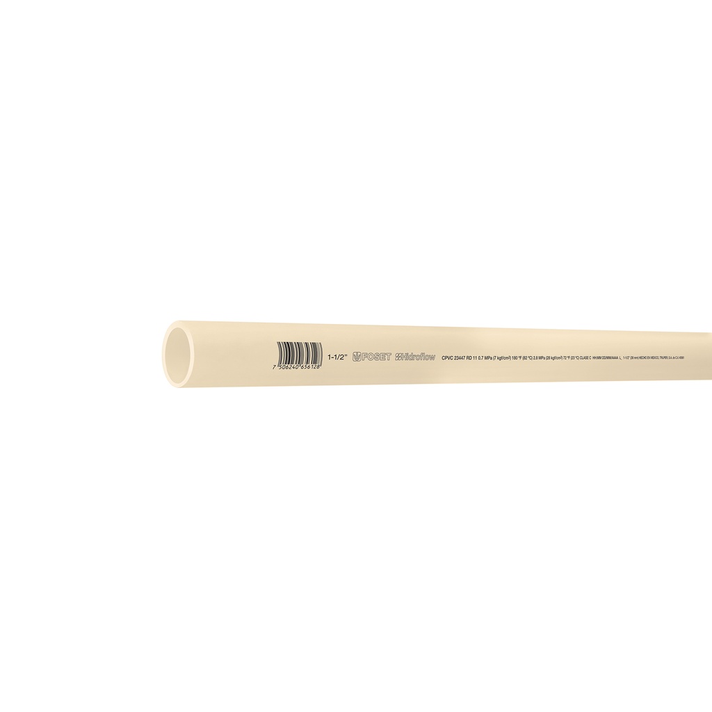 [T45561] Tubo de 1-1/2' de CPVC hidráulico RD 11 de 3 m, Foset