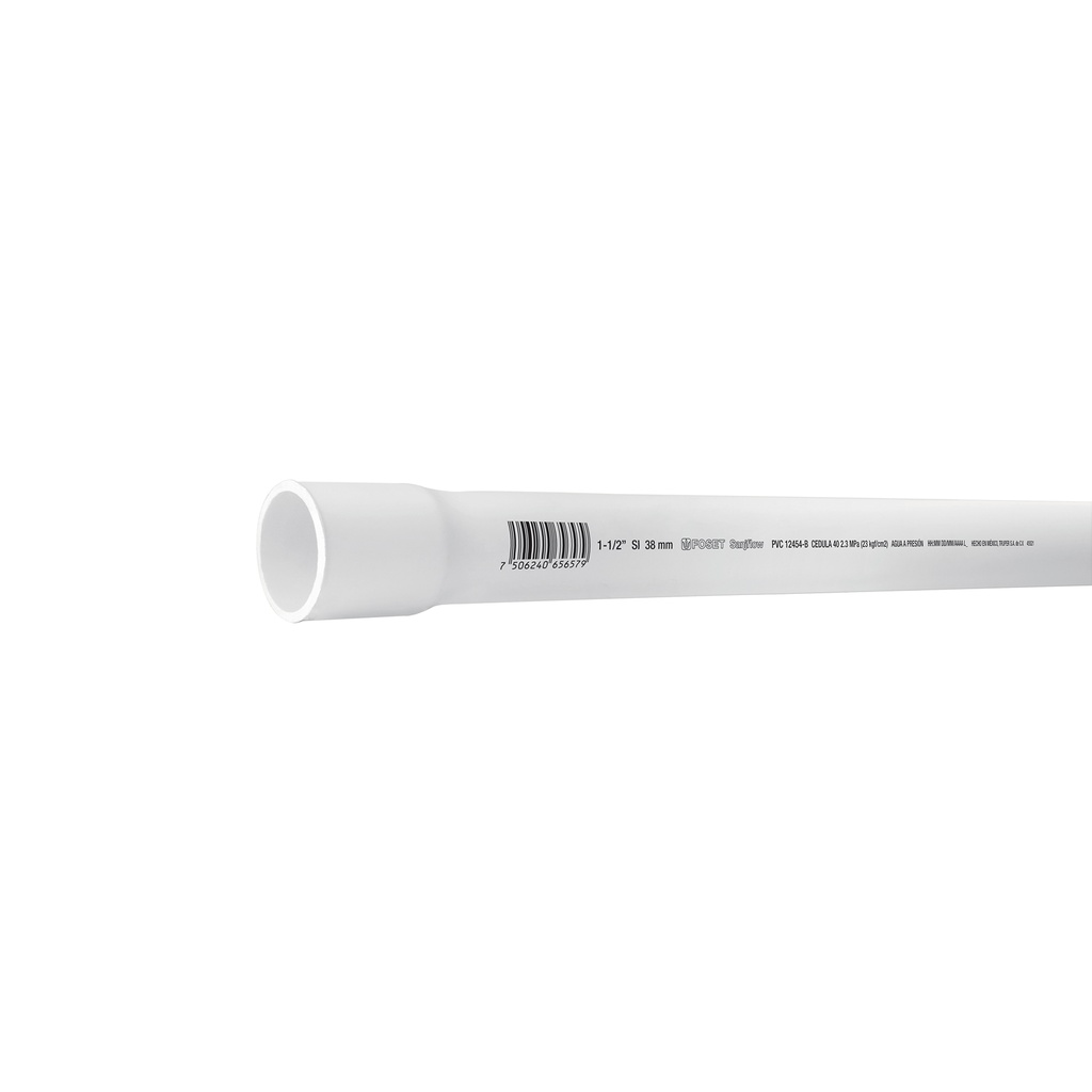 [T45521] Tubo de 1-1/2' de PVC hidráulico cédula 40, de 3 m, Foset