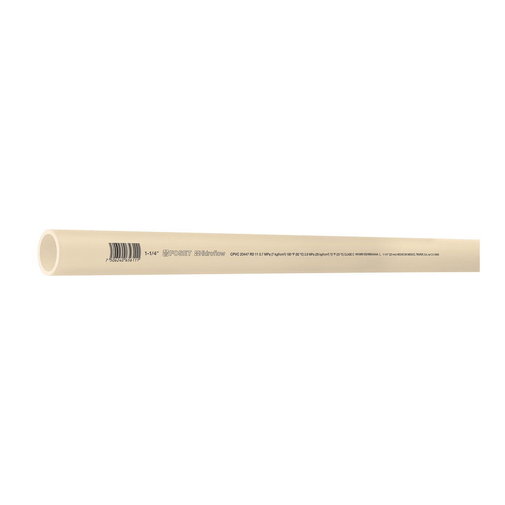 [T45560] Tubo de 1-1/4' de CPVC hidráulico RD 11 de 3 m, Foset