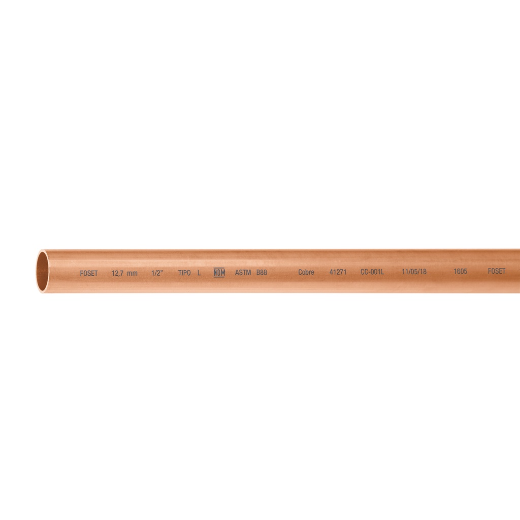 Tubo de 1/2' de cobre tipo 'L' , de 3 m, Foset - Pag 531