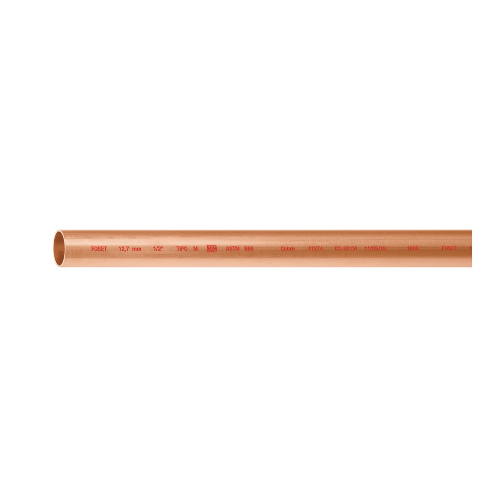 [T41274] Tubo de 1/2' de cobre tipo 'M' , de 3 m, Foset