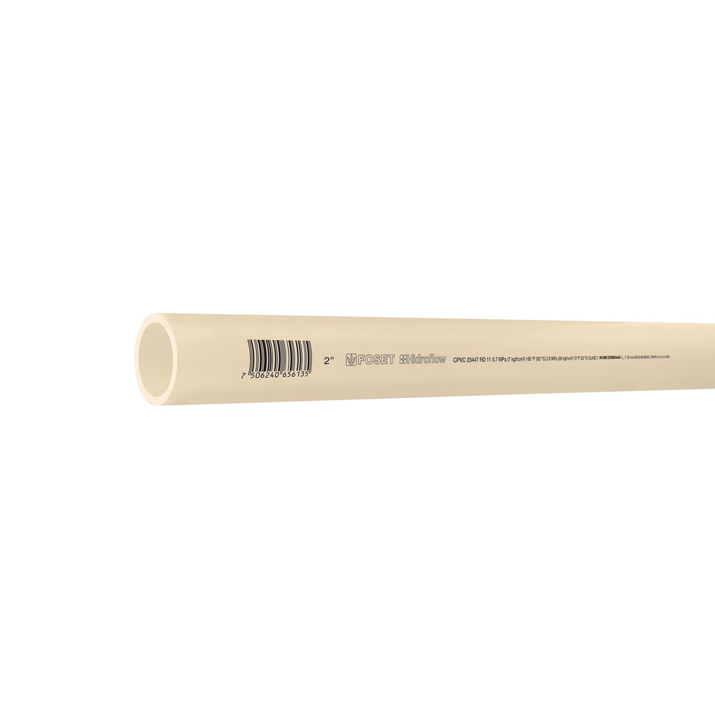 [T45562] Tubo de 2' de CPVC hidráulico RD 11 de 3 m, Foset