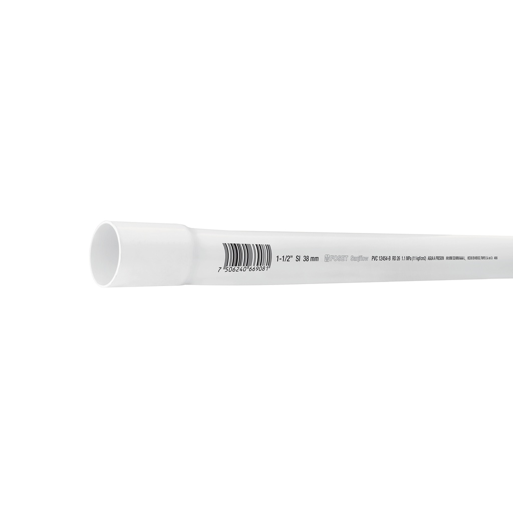 Tubo de 3 m de PVC de 1-1/2' hidráulico RD 26, Foset