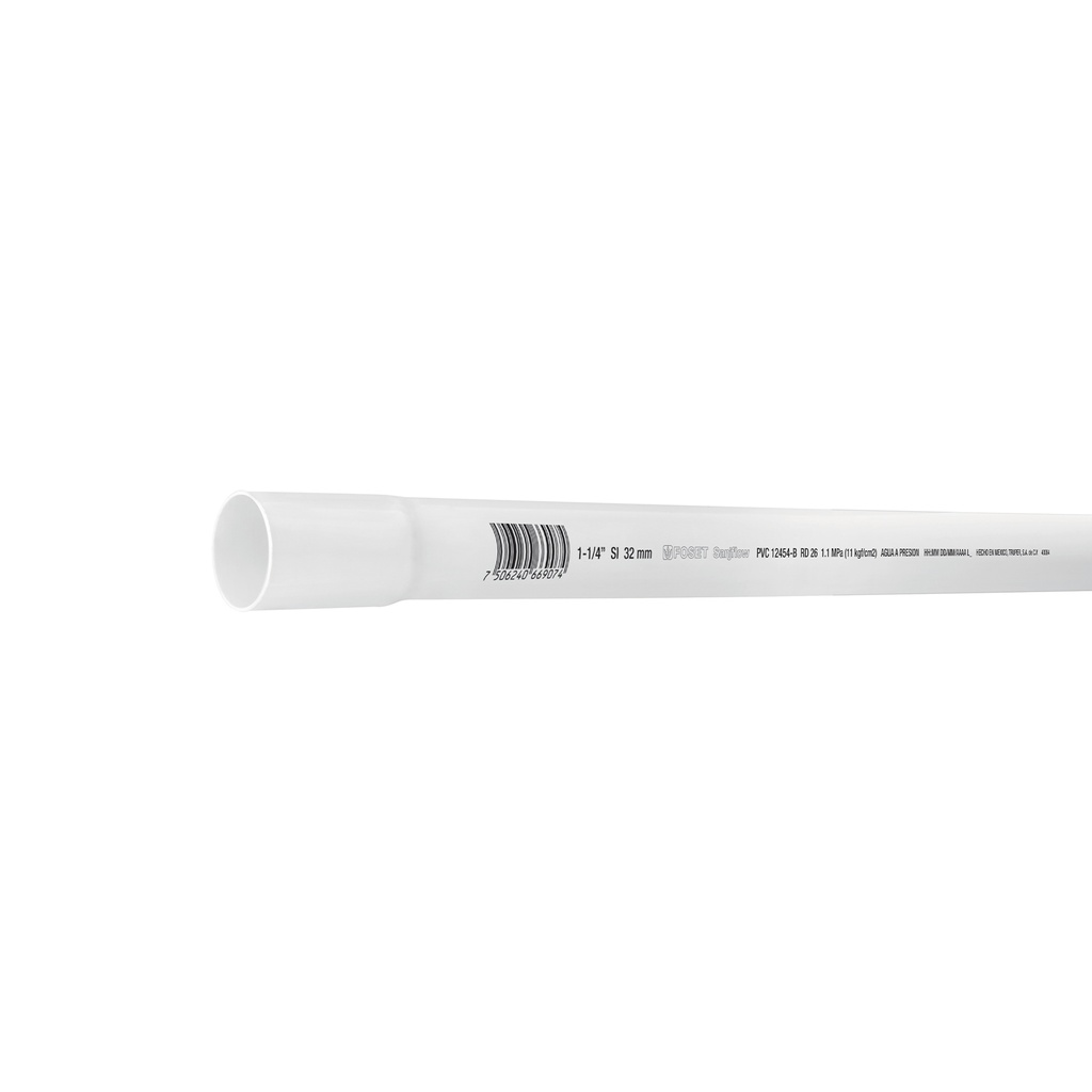 Tubo de 3 m de PVC de 1-1/4' hidráulico RD 26, Foset