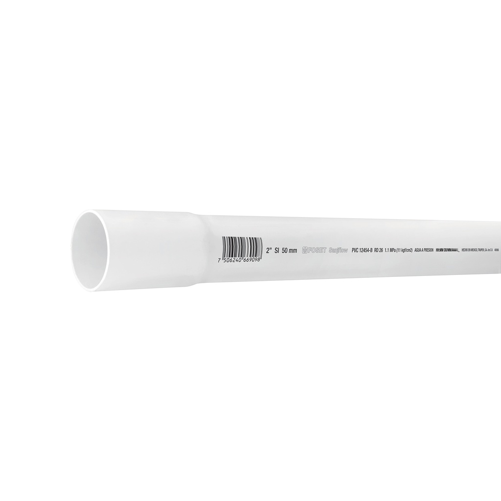 [T40086] Tubo de 3 m de PVC de 2' hidráulico RD 26, Foset