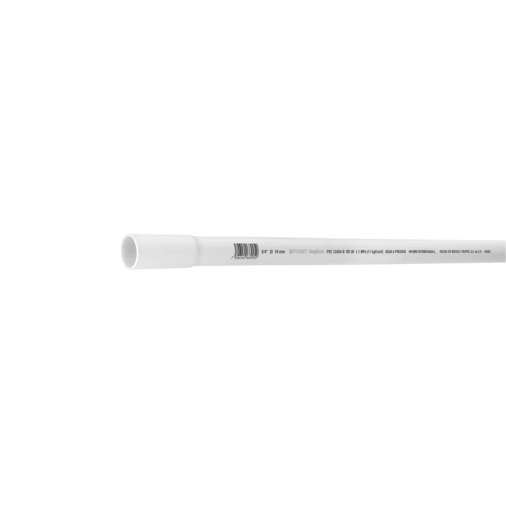 Tubo de 3 m de PVC de 3/4' hidráulico RD 26, Foset - Pag 523