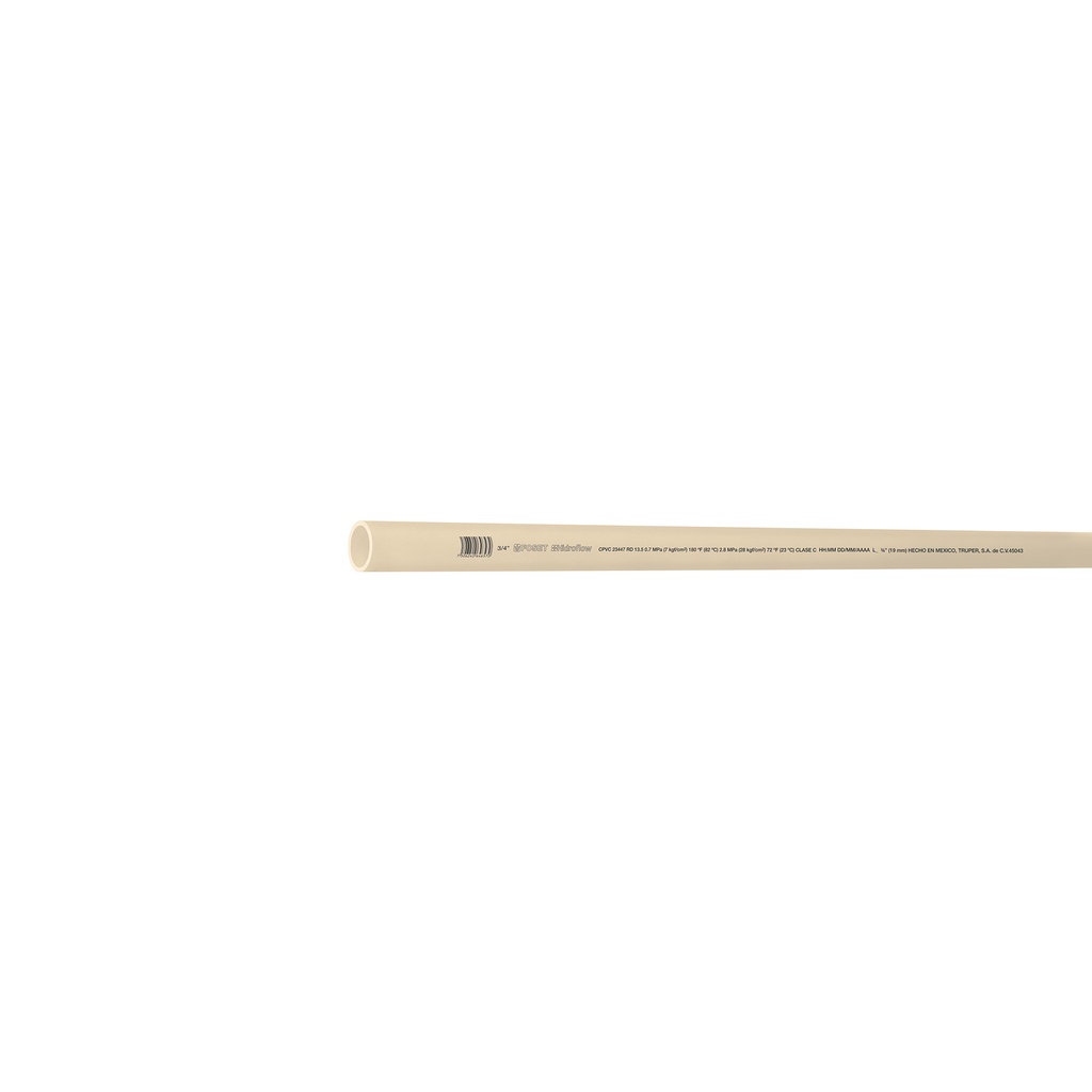 Tubo de 3/4' de CPVC hidráulico RD 13.5 de 3 m, Foset