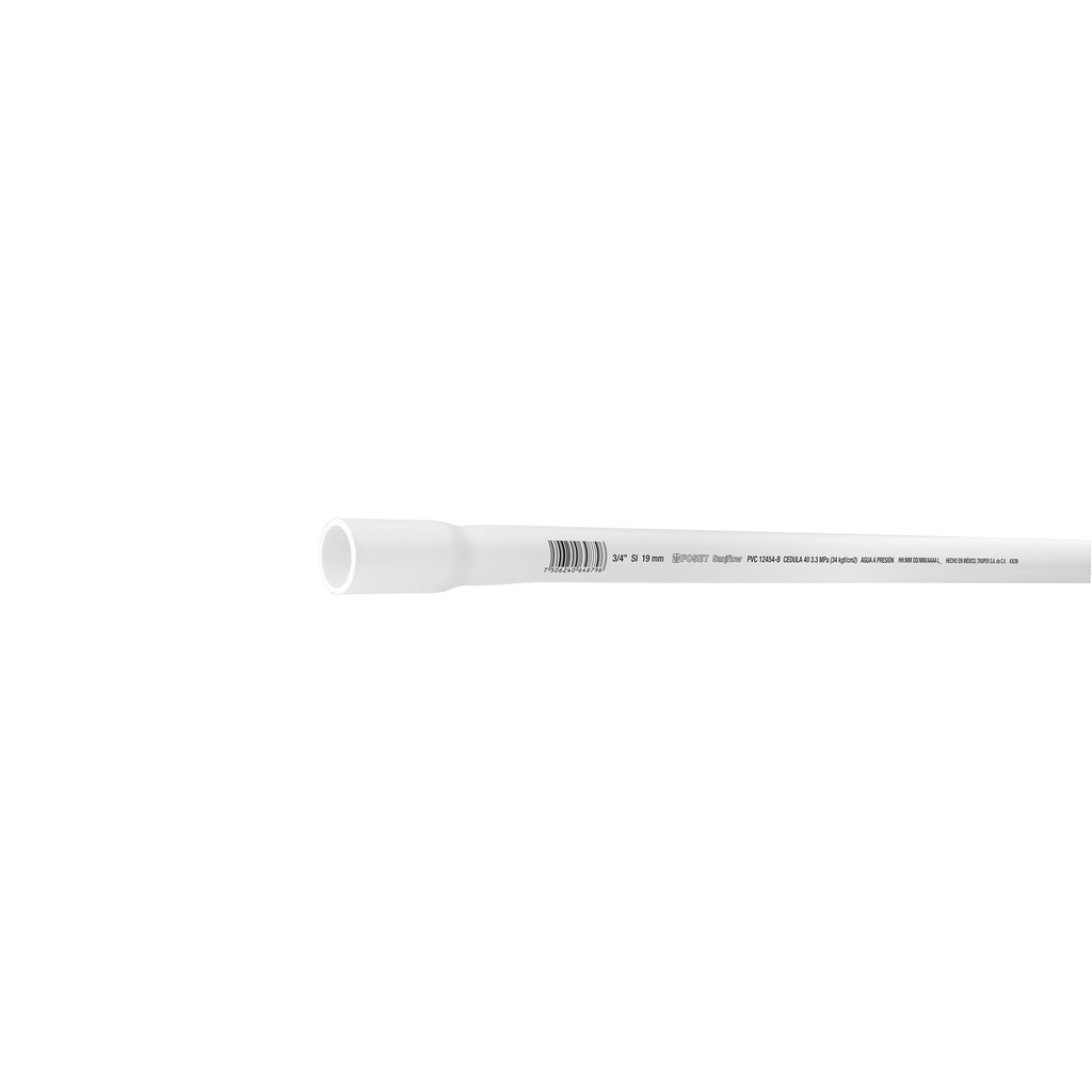 Tubo de 3/4' de PVC hidráulico cédula 40, de 3 m, Foset