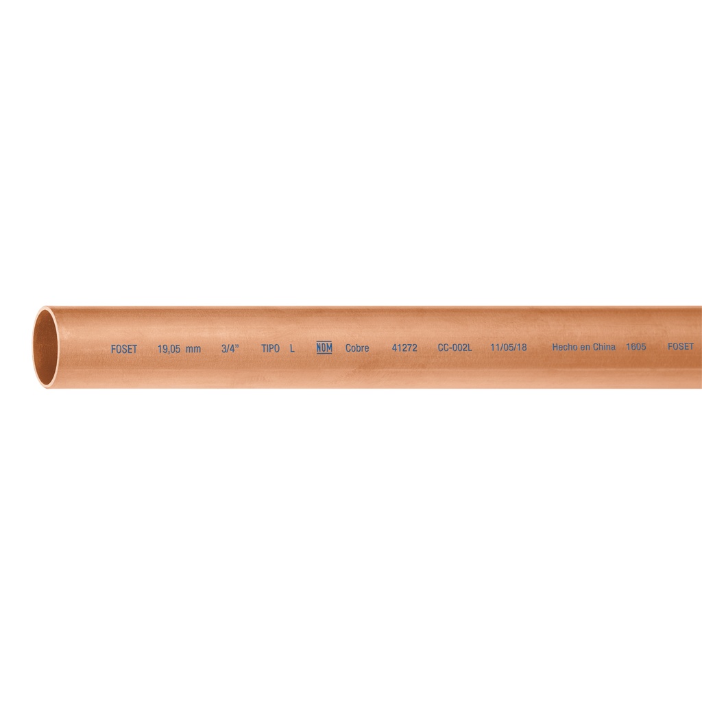 Tubo de 3/4' de cobre tipo 'L' , de 3 m, Foset - Pag 531
