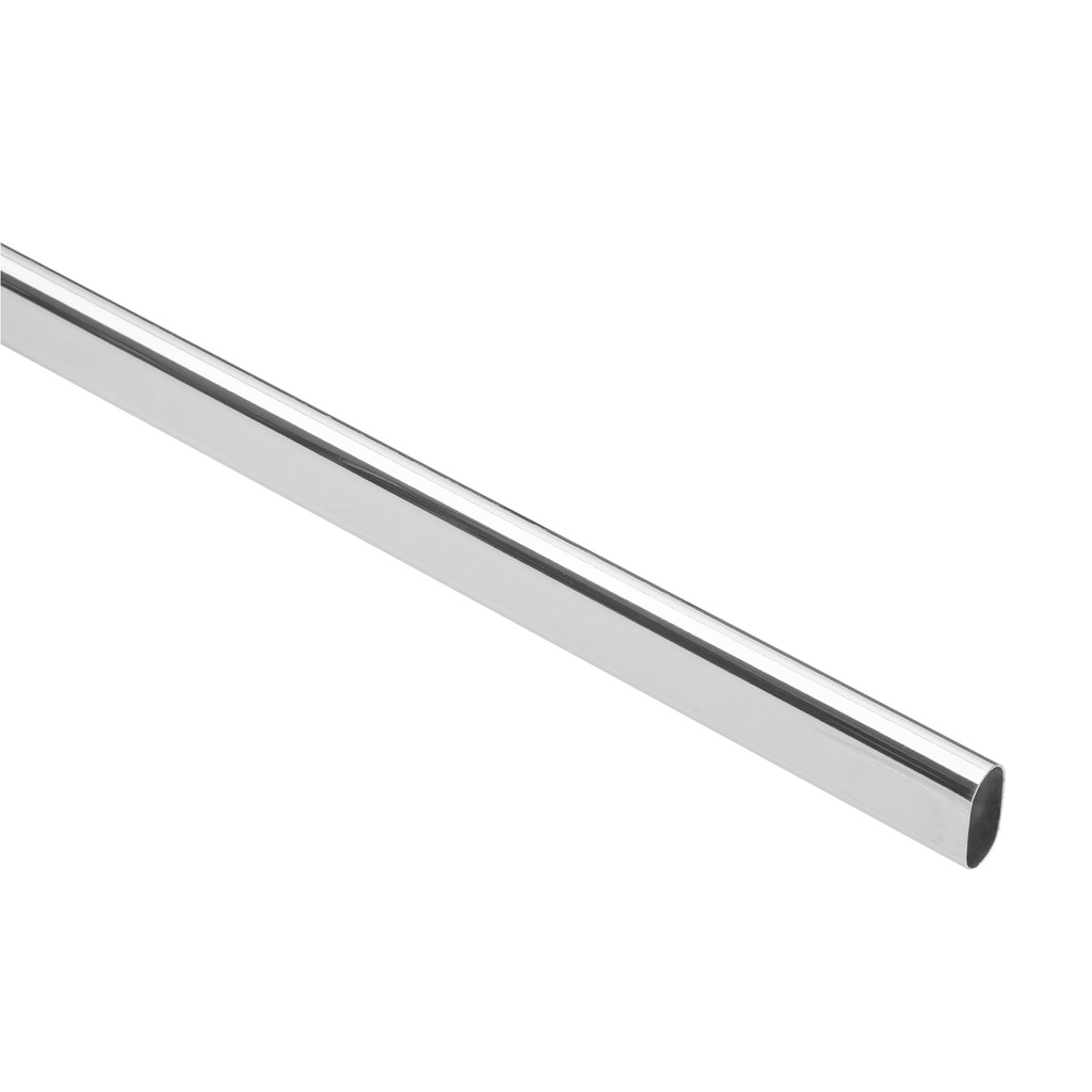 Tubo ovalado para clóset, 2.4 m, acero cromado, Hermex