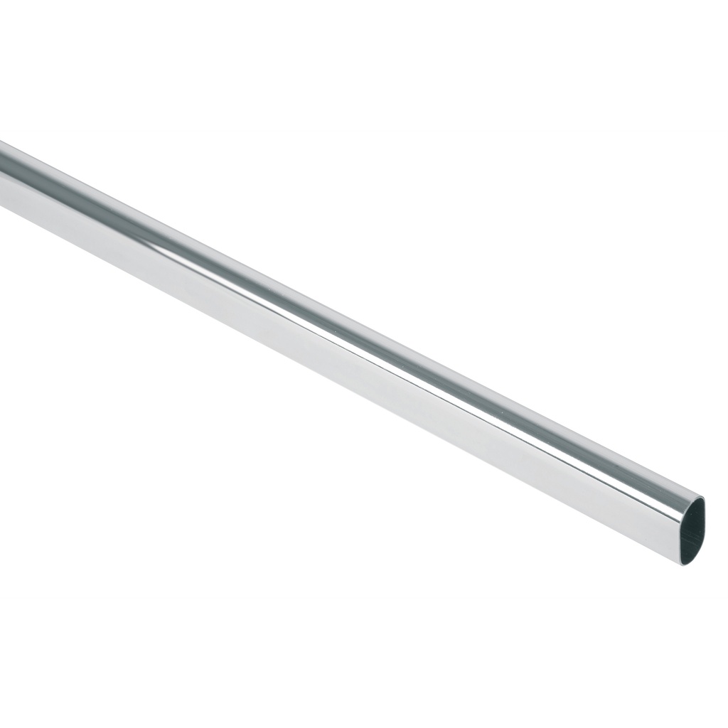 Tubo ovalado para clóset, 3.0 m, acero cromado, Hermex - Pag 597
