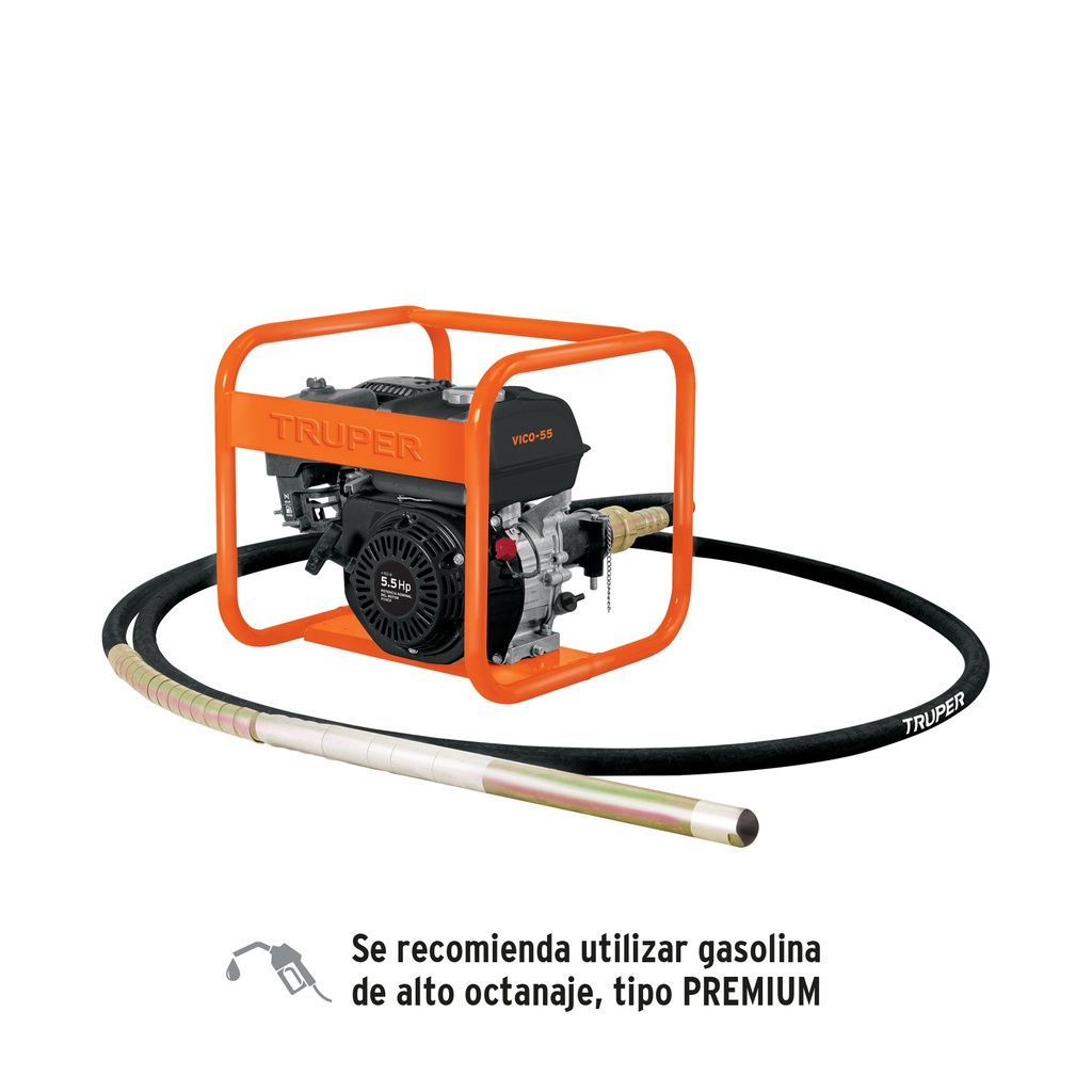 Vibrador para concreto con motor a gasolina, 5.5 HP, Truper - Pag 231