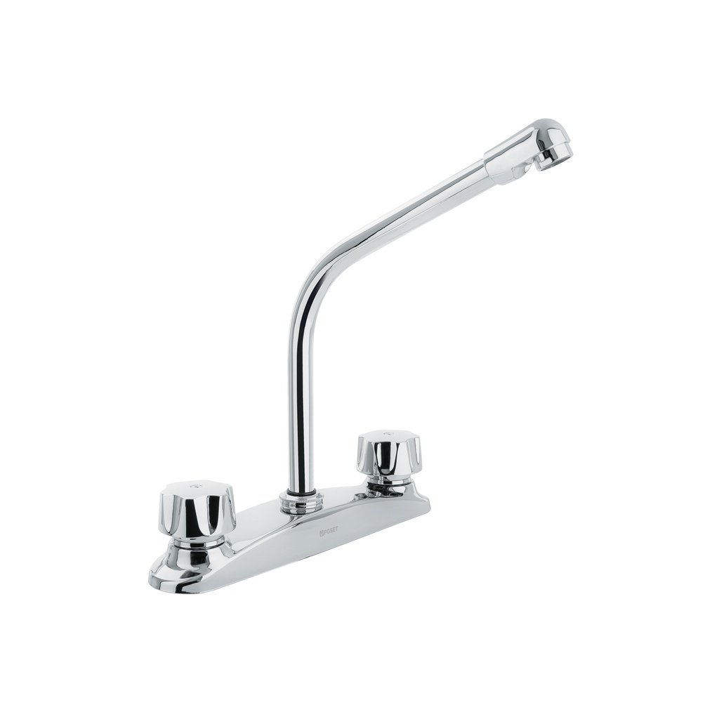 Mezcladora inox 8' p/fregadero, cuello cobra, hex Aqua