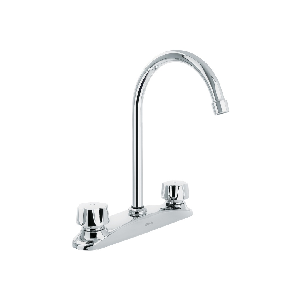 Mezcladora inox 8' p/fregadero, manerales hexagonal, Aqua