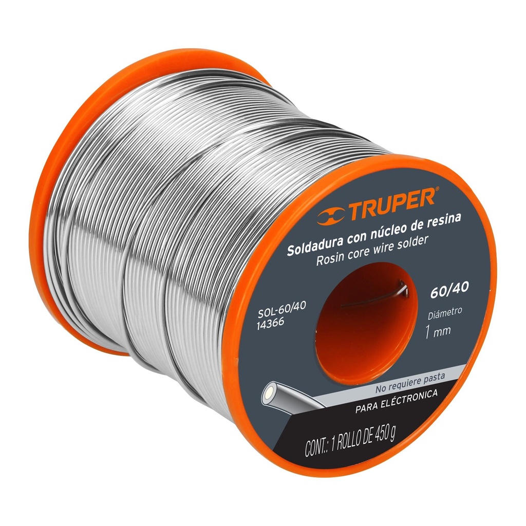 [T14366.1] Soldadura con núcleo resina 60/40, para electrónica, 1m 450 g