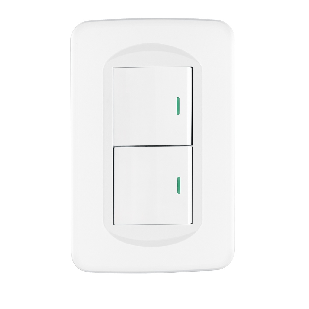 Placa armada 2 interruptores 1.5 módulos, Toledo, Basic