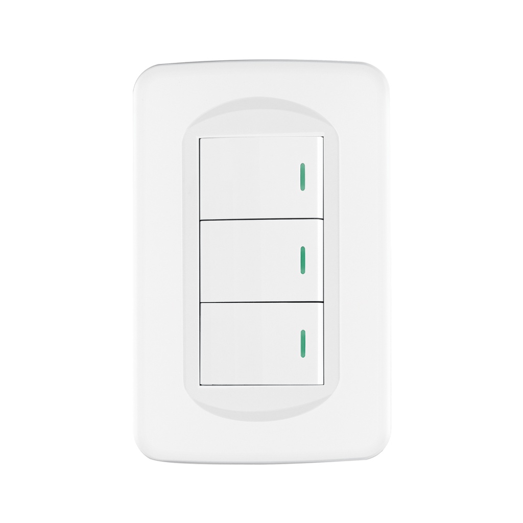 Placa armada 3 interruptores 1 módulo, Toledo, Basic